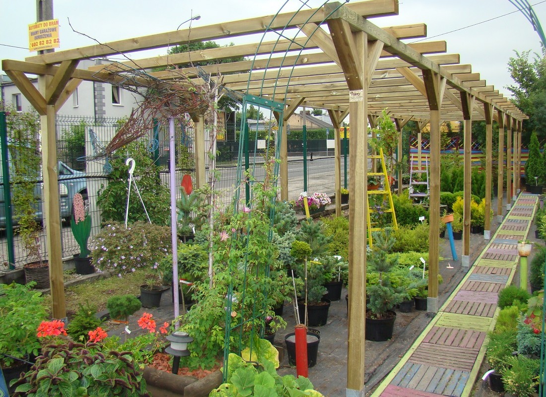 Pergola, cieniówka na rośliny w centrum ogrodniczym